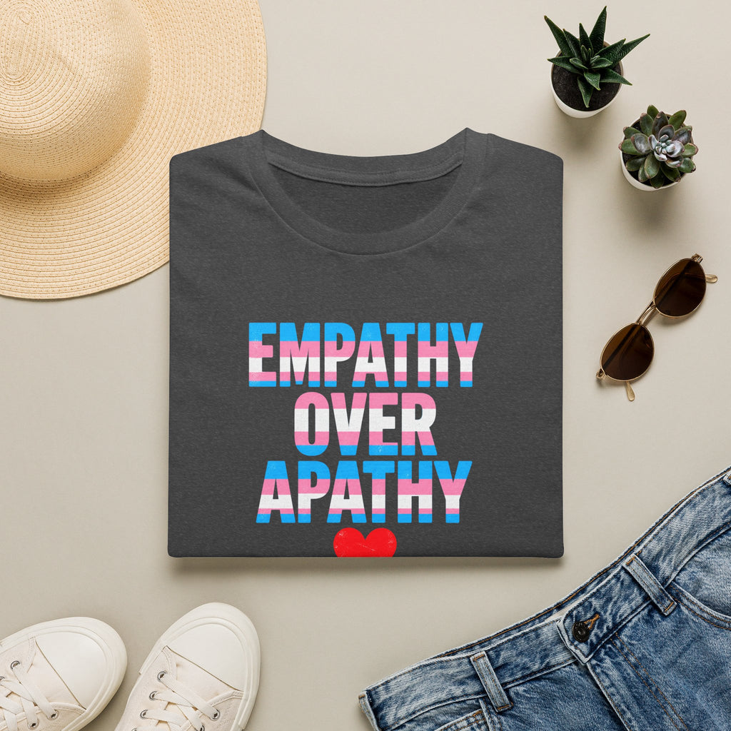 Empathy Over Apathy T-Shirt — Trans Flag Heart Pride Tee
