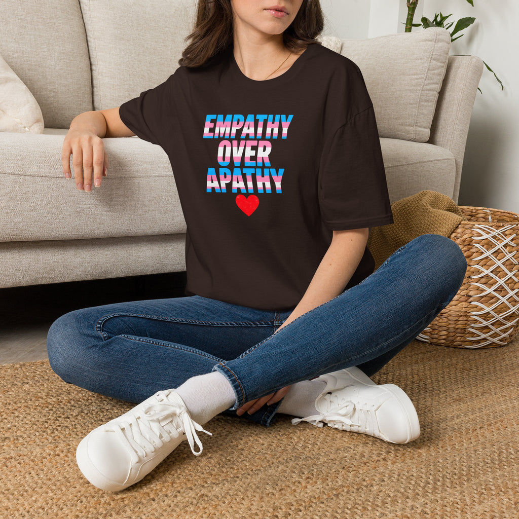 Empathy Over Apathy T-Shirt — Trans Flag Heart Pride Tee