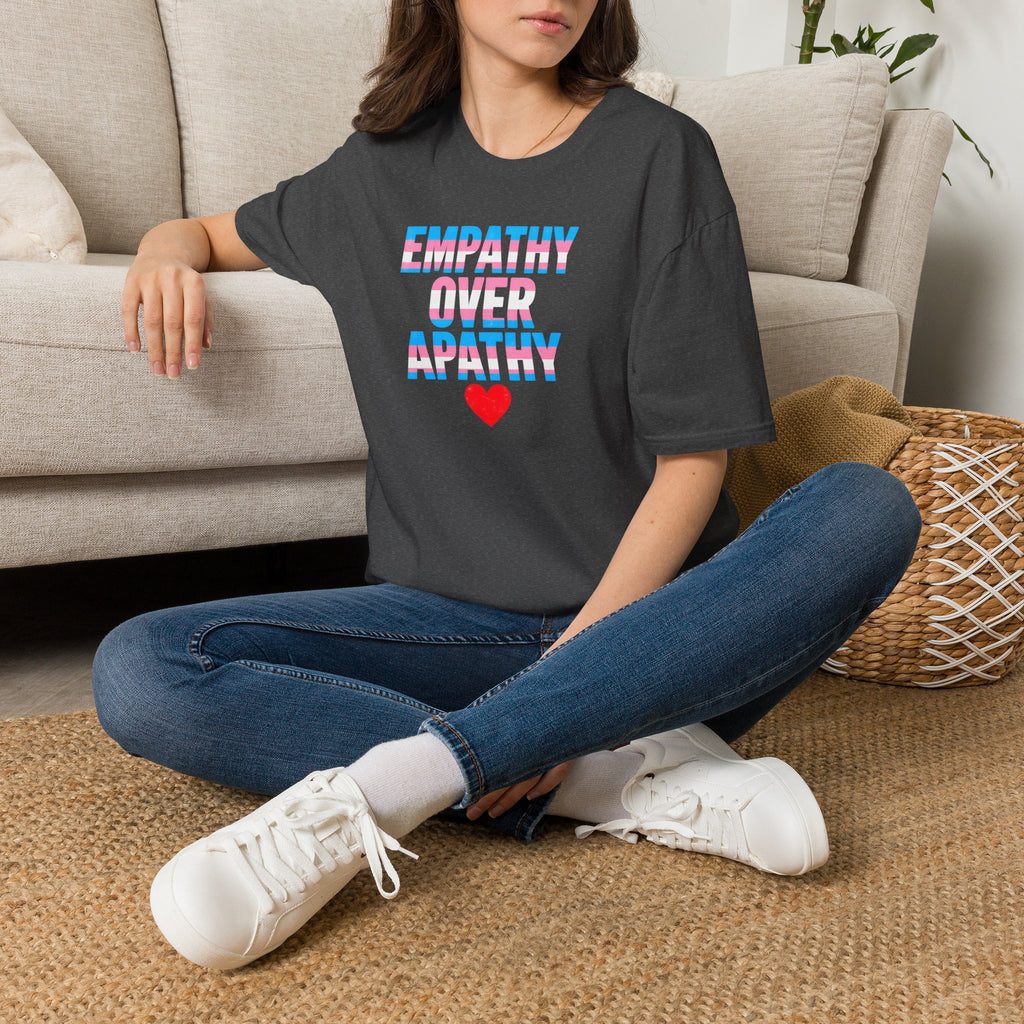 Empathy Over Apathy T-Shirt — Trans Flag Heart Pride Tee
