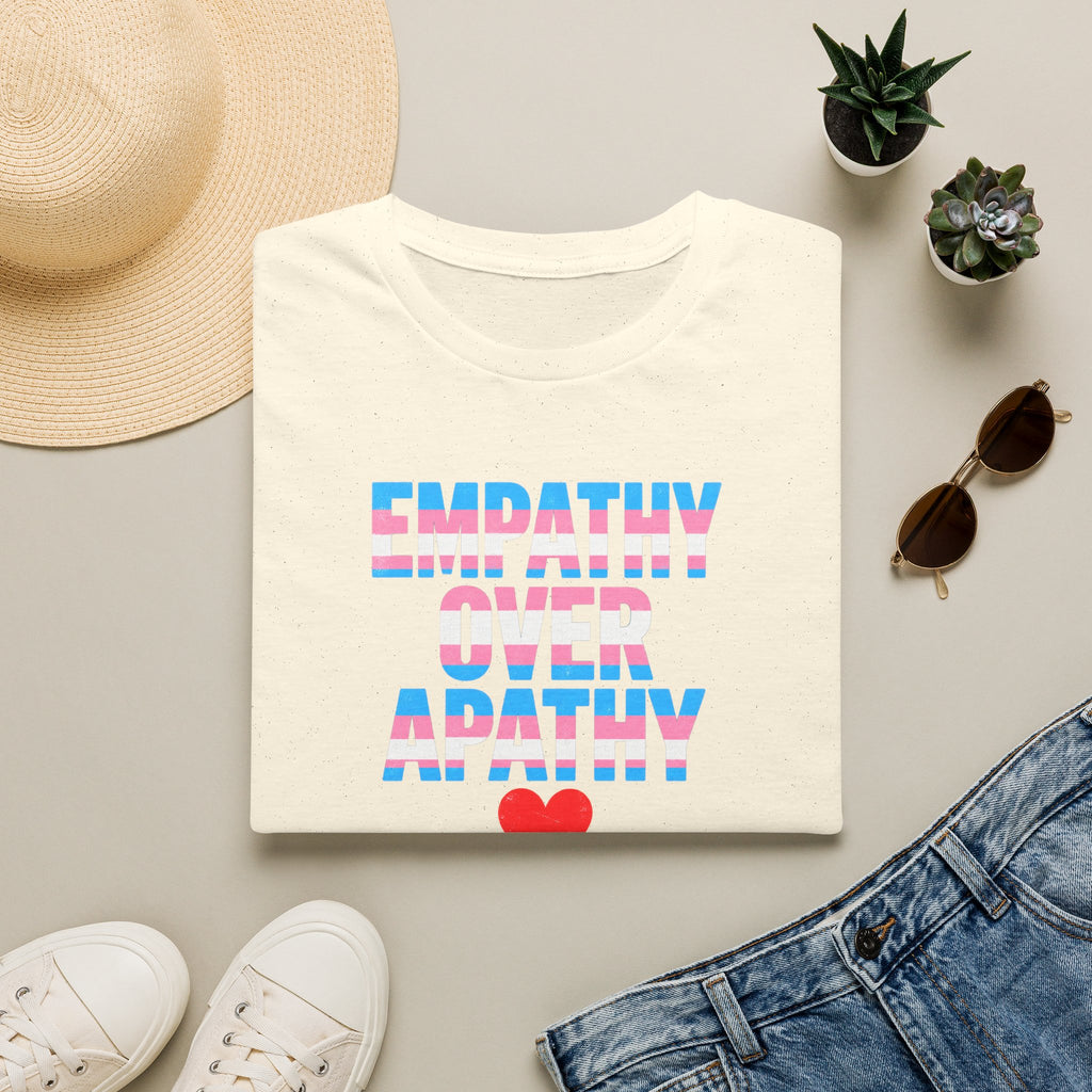 Empathy Over Apathy T-Shirt — Trans Flag Heart Pride Tee