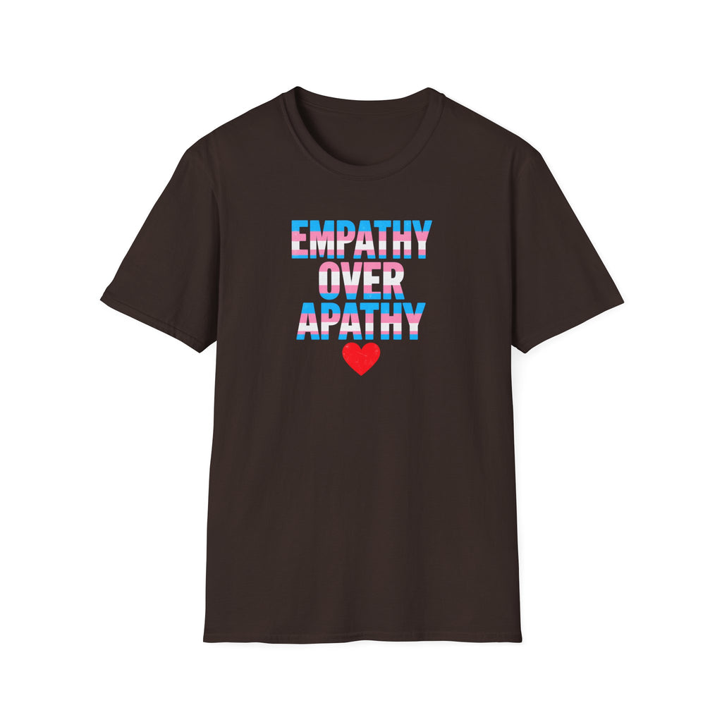 Empathy Over Apathy T-Shirt — Trans Flag Heart Pride Tee