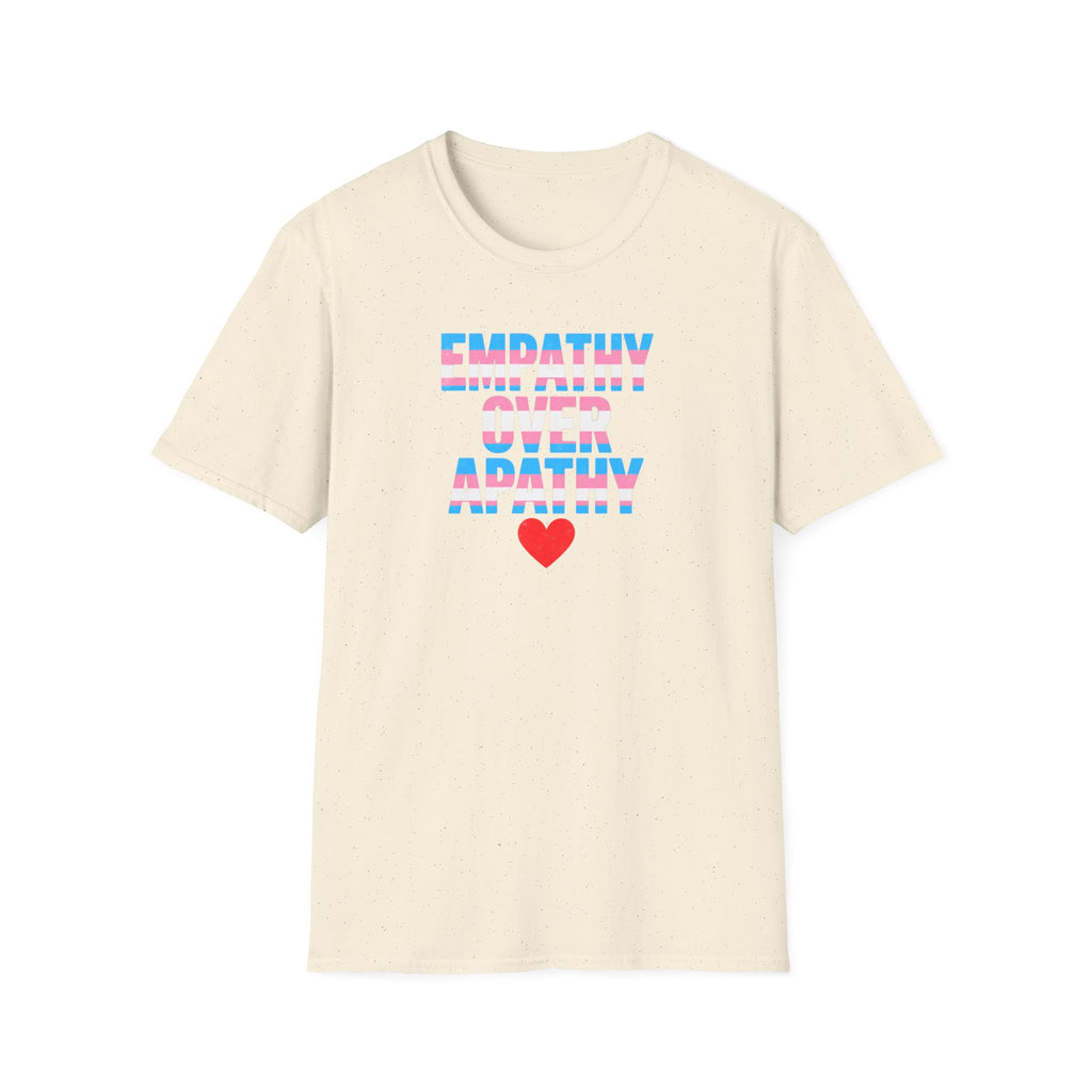 Empathy Over Apathy T-Shirt — Trans Flag Heart Pride Tee