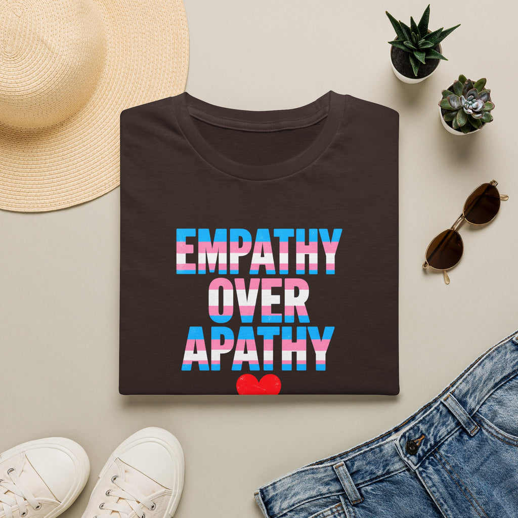 Empathy Over Apathy T-Shirt — Trans Flag Heart Pride Tee