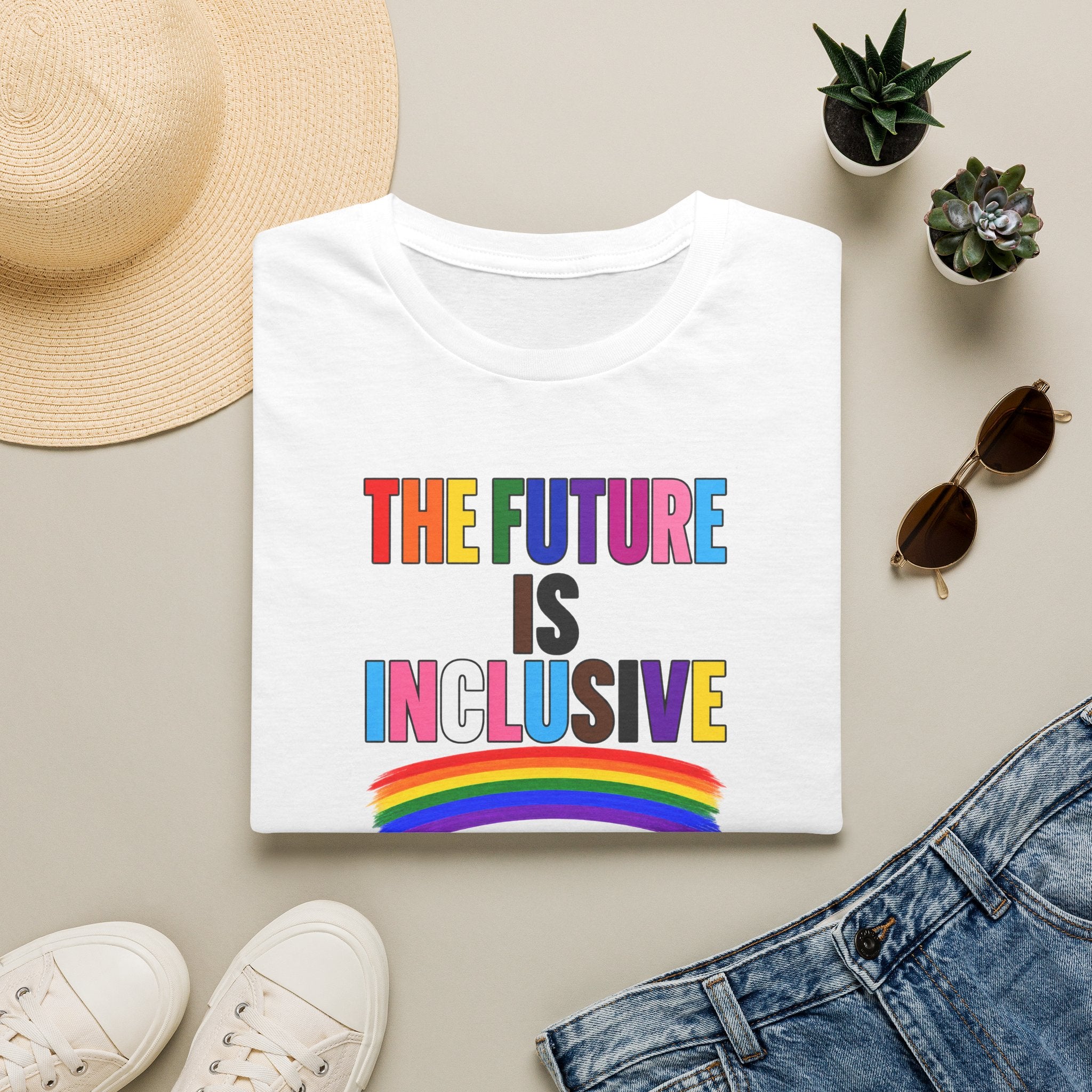 Inclusive Rainbow T-Shirt — "The Future Is Inclusive" Pride Tee