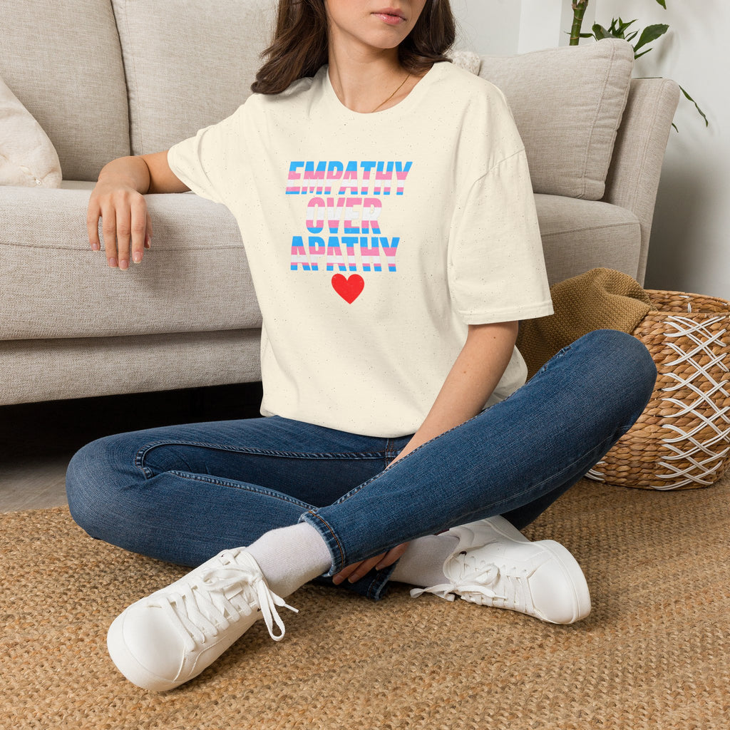 Empathy Over Apathy T-Shirt — Trans Flag Heart Pride Tee