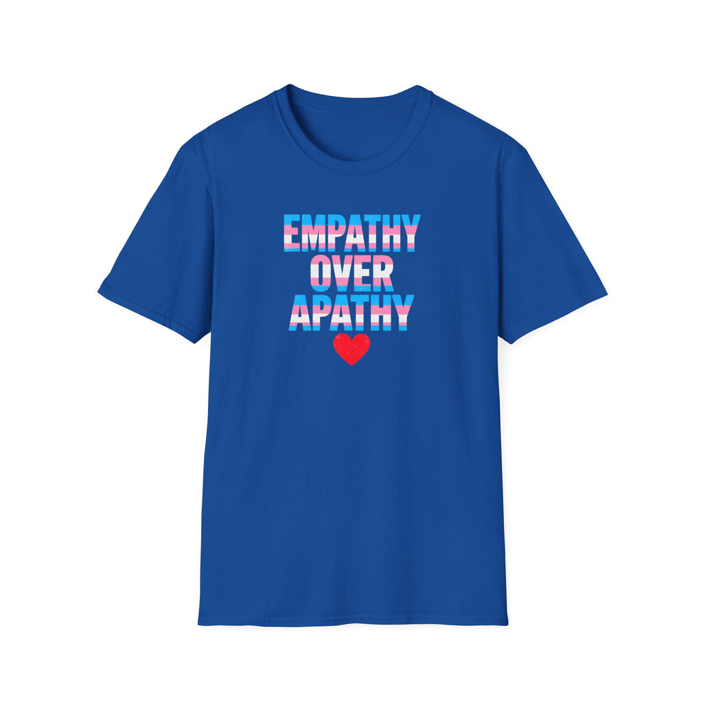 Empathy Over Apathy T-Shirt — Trans Flag Heart Pride Tee