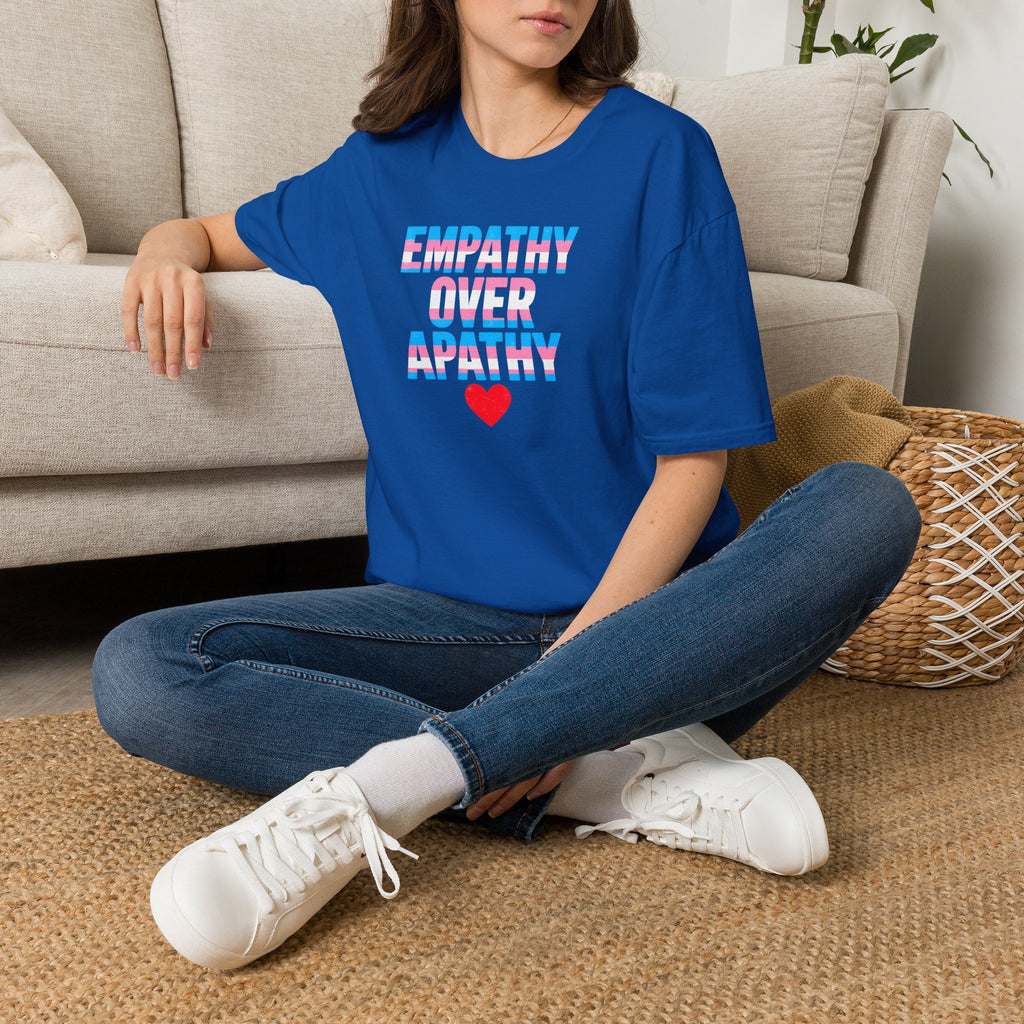 Empathy Over Apathy T-Shirt — Trans Flag Heart Pride Tee