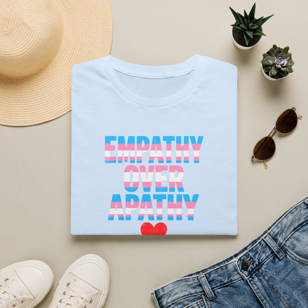 Empathy Over Apathy T-Shirt — Trans Flag Heart Pride Tee