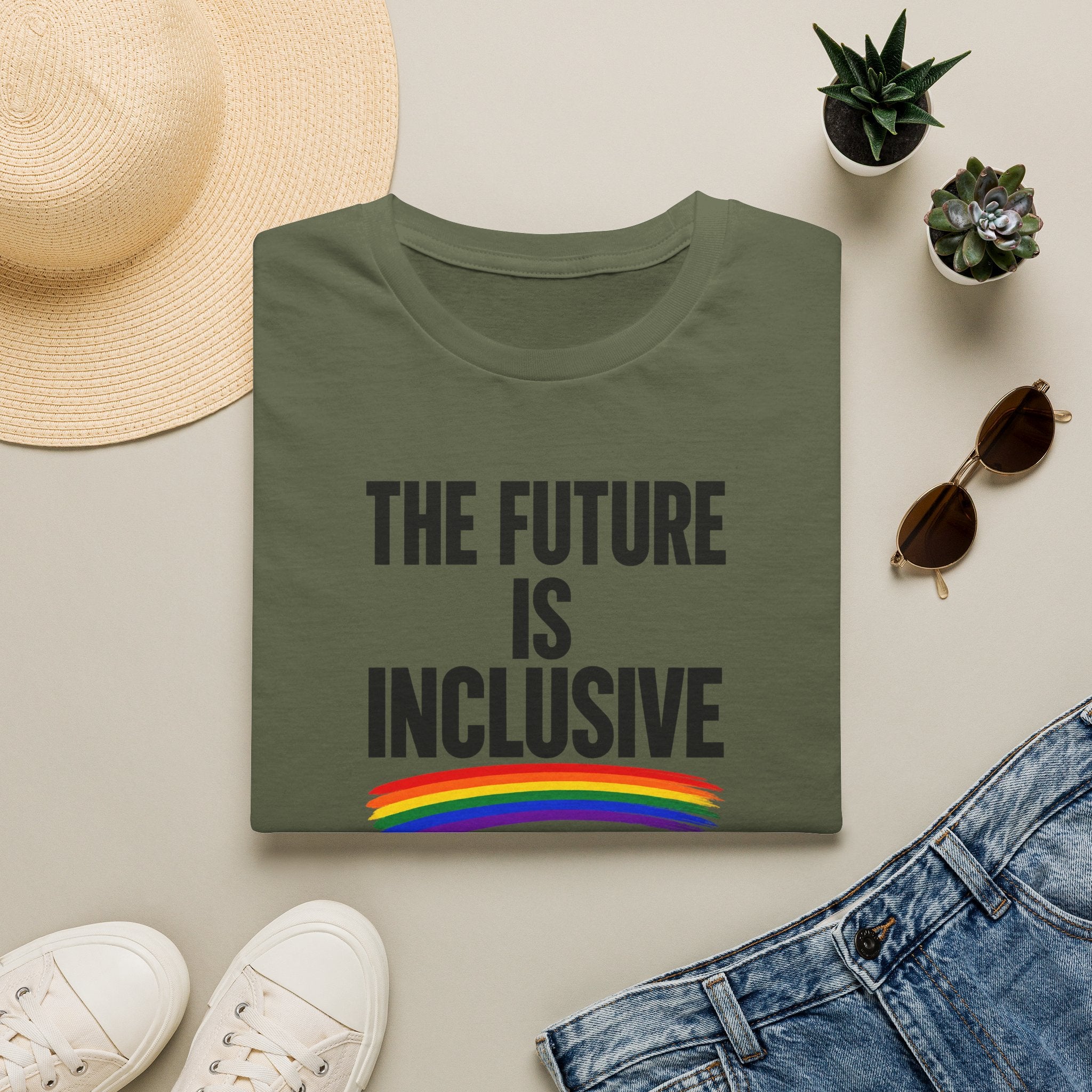 Inclusive T-Shirt — “The Future Is Inclusive” Rainbow Pride Tee