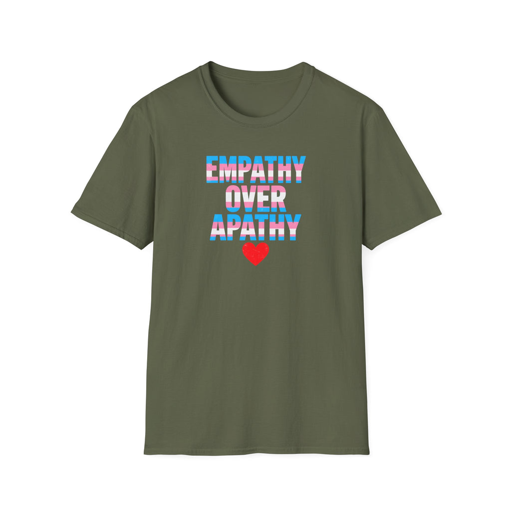 Empathy Over Apathy T-Shirt — Trans Flag Heart Pride Tee